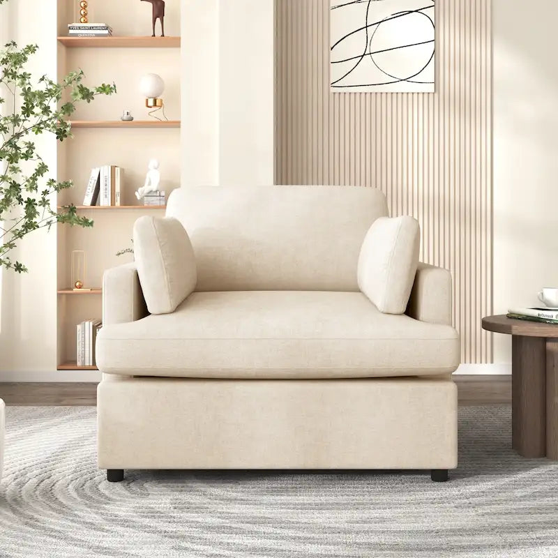 37 Accent Chair with Plastic Legs and Decorative Pillows