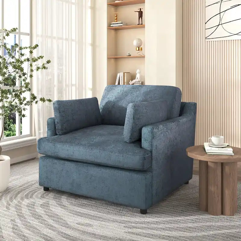 37 Accent Chair with Plastic Legs and Decorative Pillows