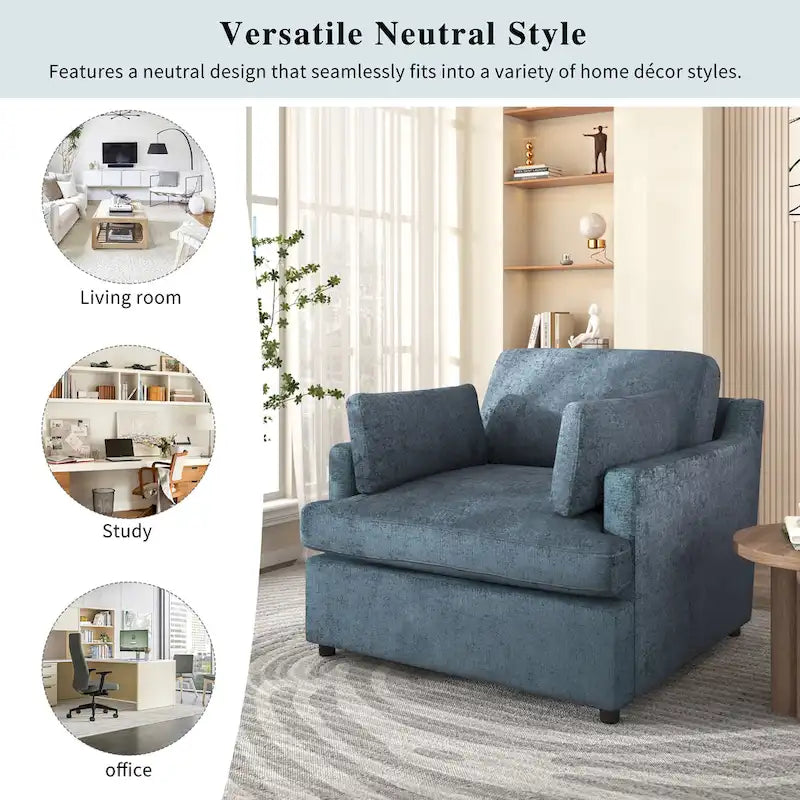 37 Accent Chair with Plastic Legs and Decorative Pillows