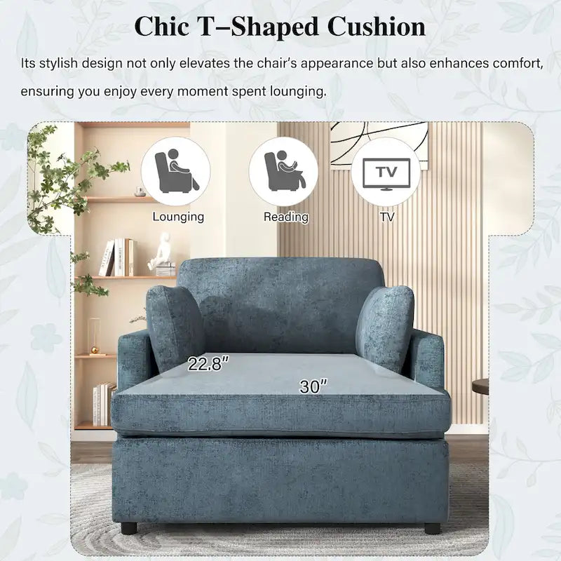 37 Accent Chair with Plastic Legs and Decorative Pillows