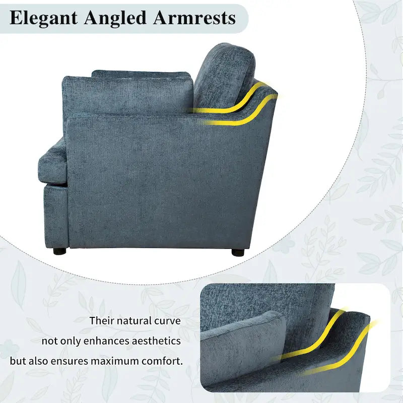 37 Accent Chair with Plastic Legs and Decorative Pillows