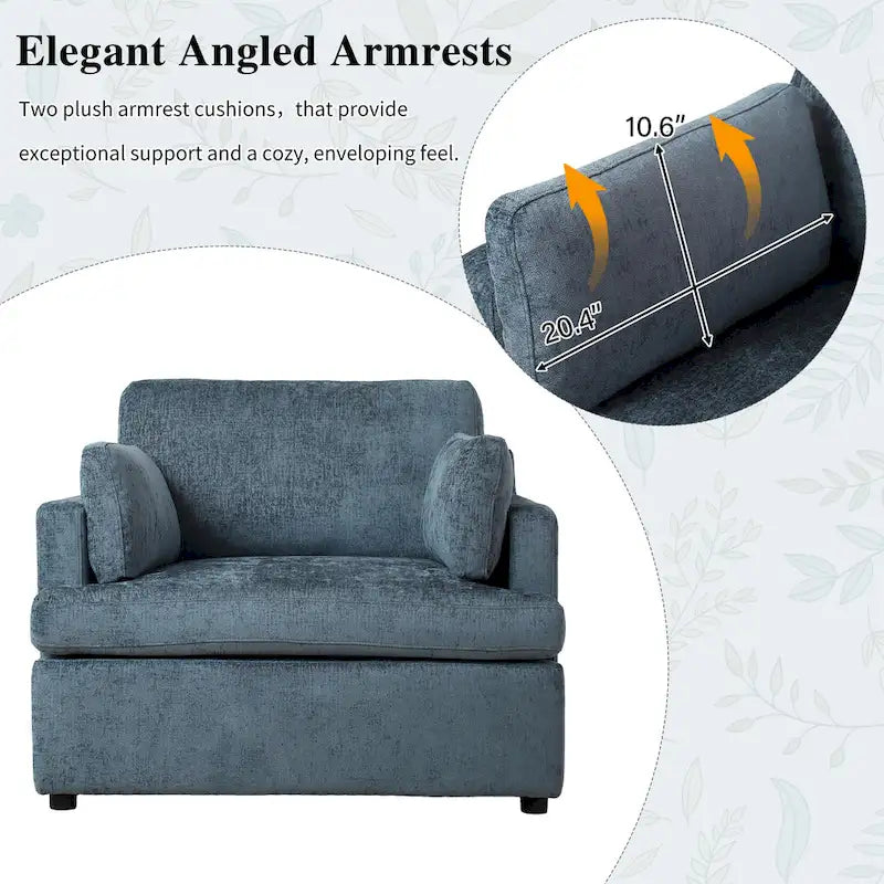 37 Accent Chair with Plastic Legs and Decorative Pillows