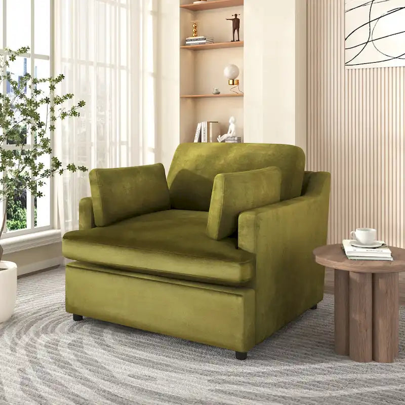 37 Accent Chair with Plastic Legs and Decorative Pillows