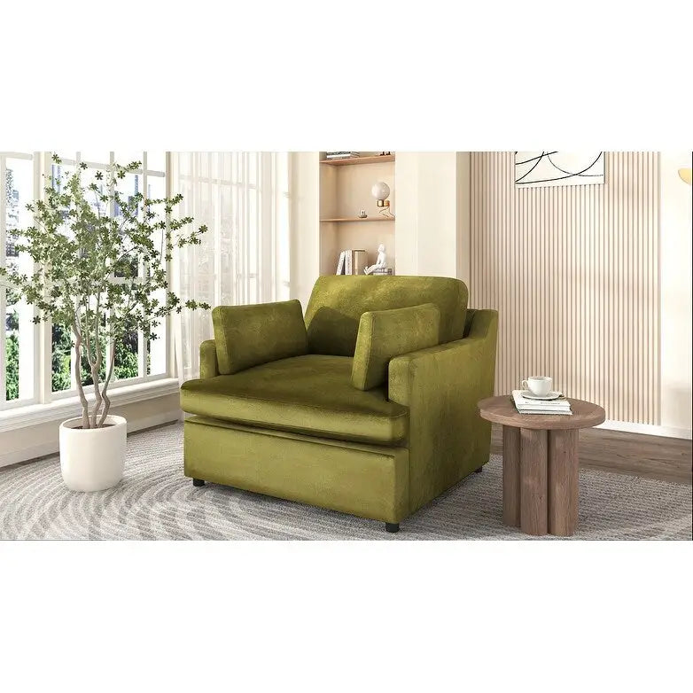 37 Accent Chair with Plastic Legs and Decorative Pillows