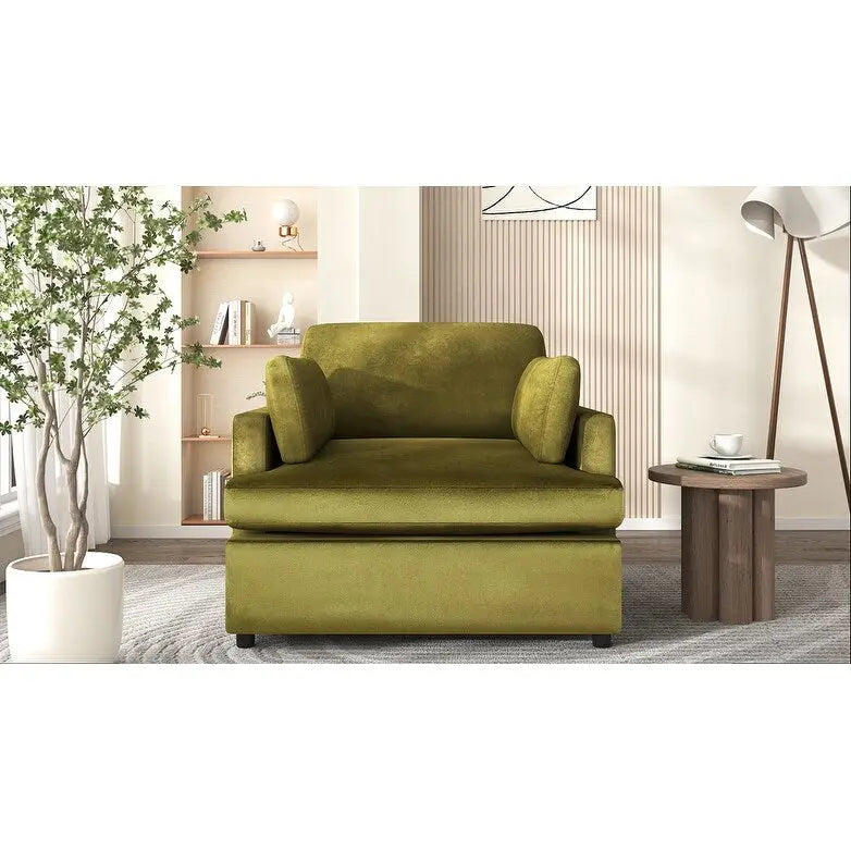 37 Accent Chair with Plastic Legs and Decorative Pillows