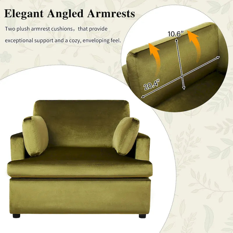 37 Accent Chair with Plastic Legs and Decorative Pillows