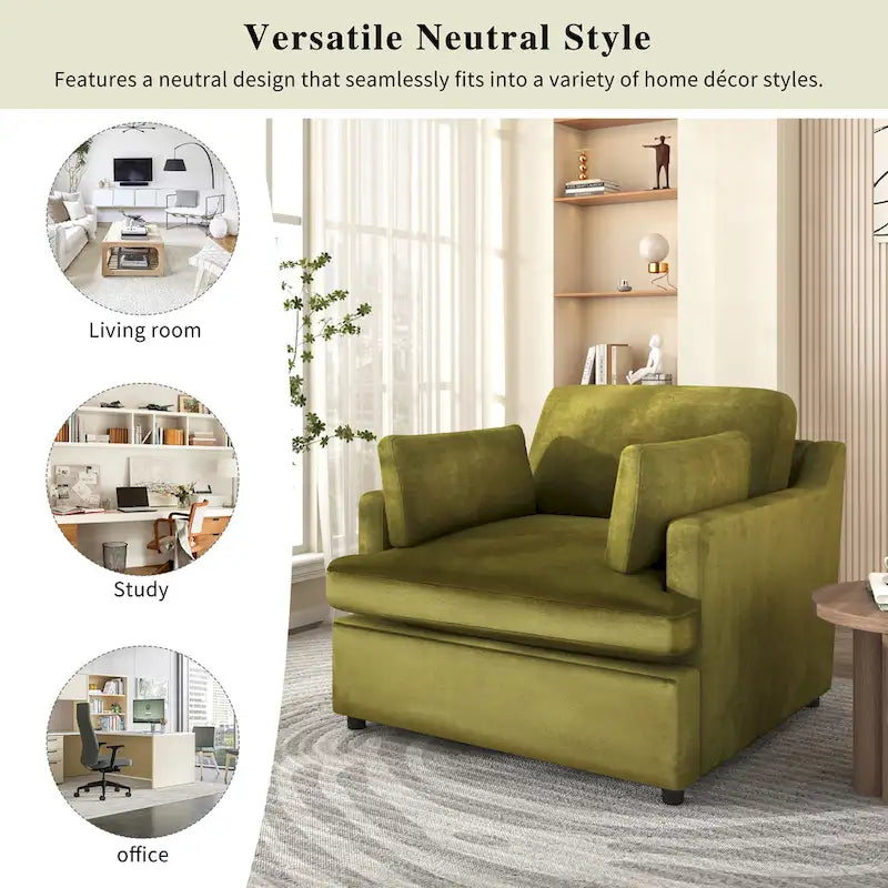 37 Accent Chair with Plastic Legs and Decorative Pillows