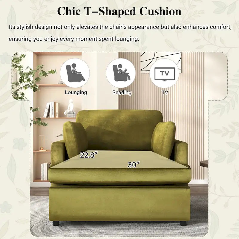 37 Accent Chair with Plastic Legs and Decorative Pillows