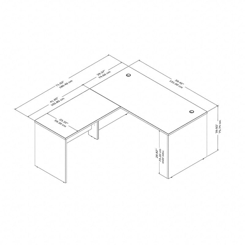 60W L Shaped Desk with 42W Return