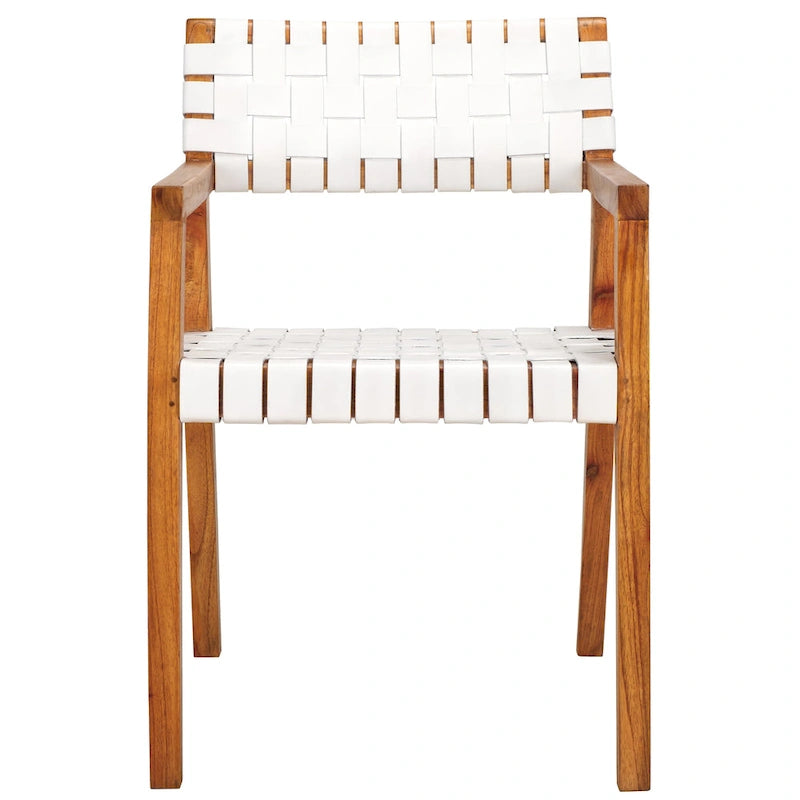 Woven Leather Dining Room Chair - 22.1 W x 20.9 L x 31.9 H