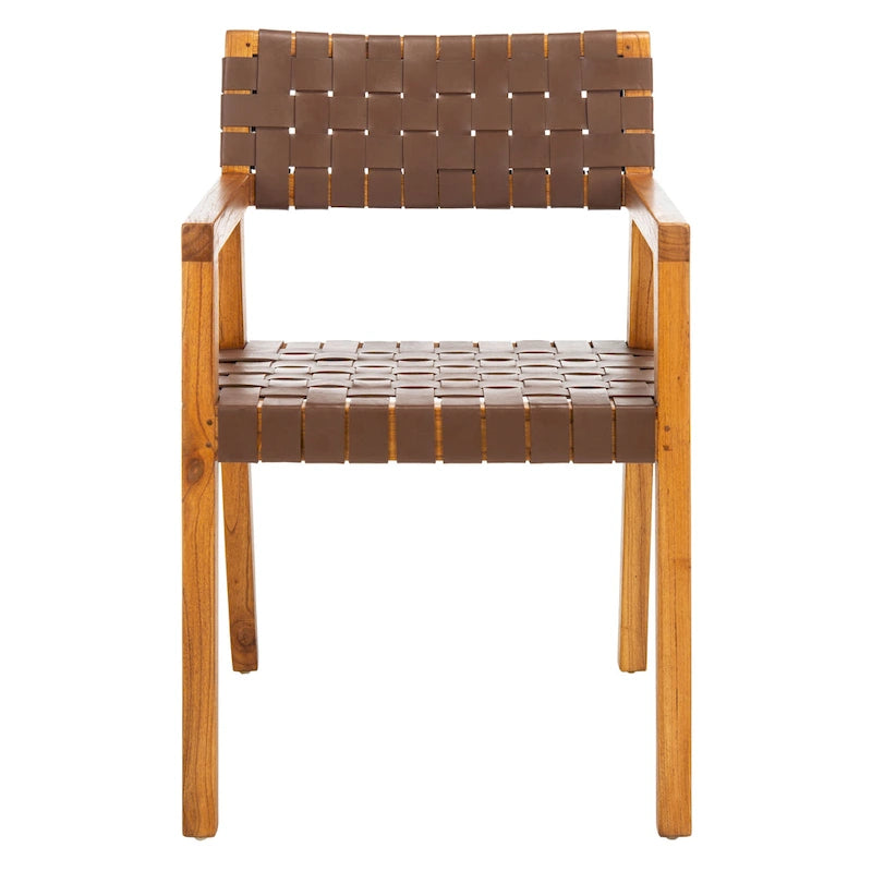 Woven Leather Dining Room Chair - 22.1 W x 20.9 L x 31.9 H