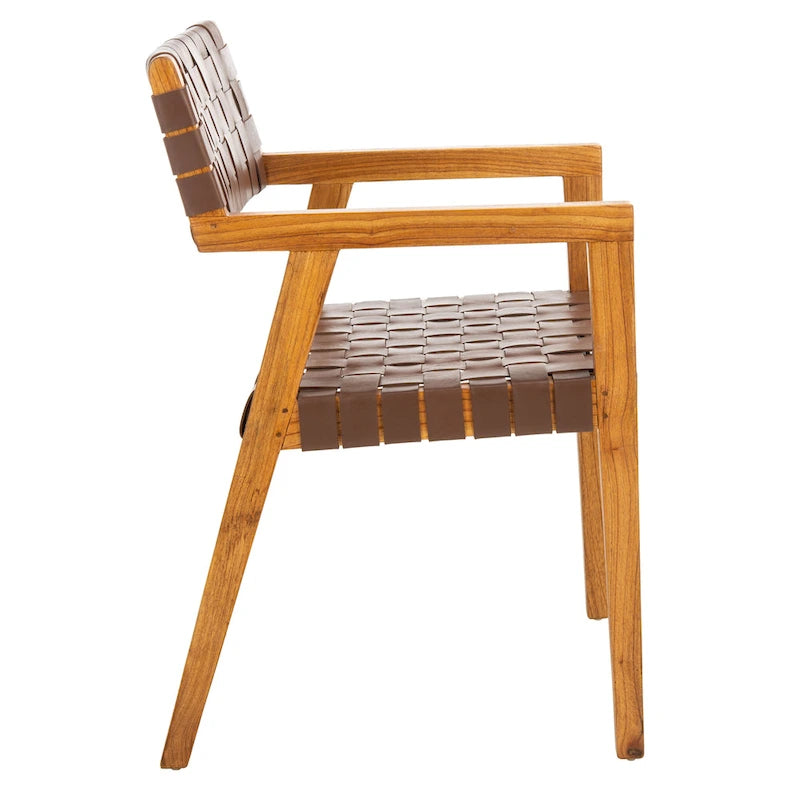 Woven Leather Dining Room Chair - 22.1 W x 20.9 L x 31.9 H