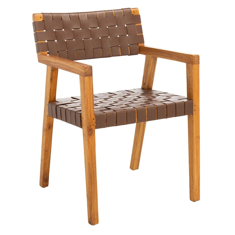 Woven Leather Dining Room Chair - 22.1 W x 20.9 L x 31.9 H