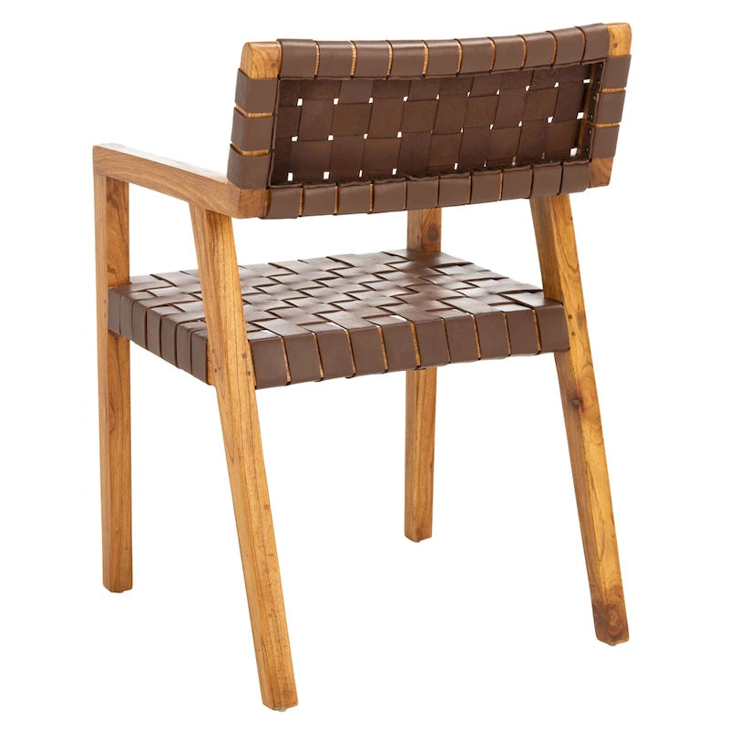 Woven Leather Dining Room Chair - 22.1 W x 20.9 L x 31.9 H