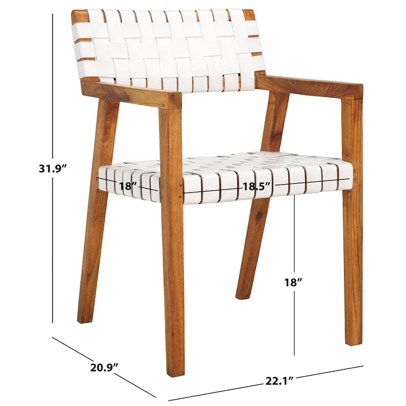 Woven Leather Dining Room Chair - 22.1 W x 20.9 L x 31.9 H