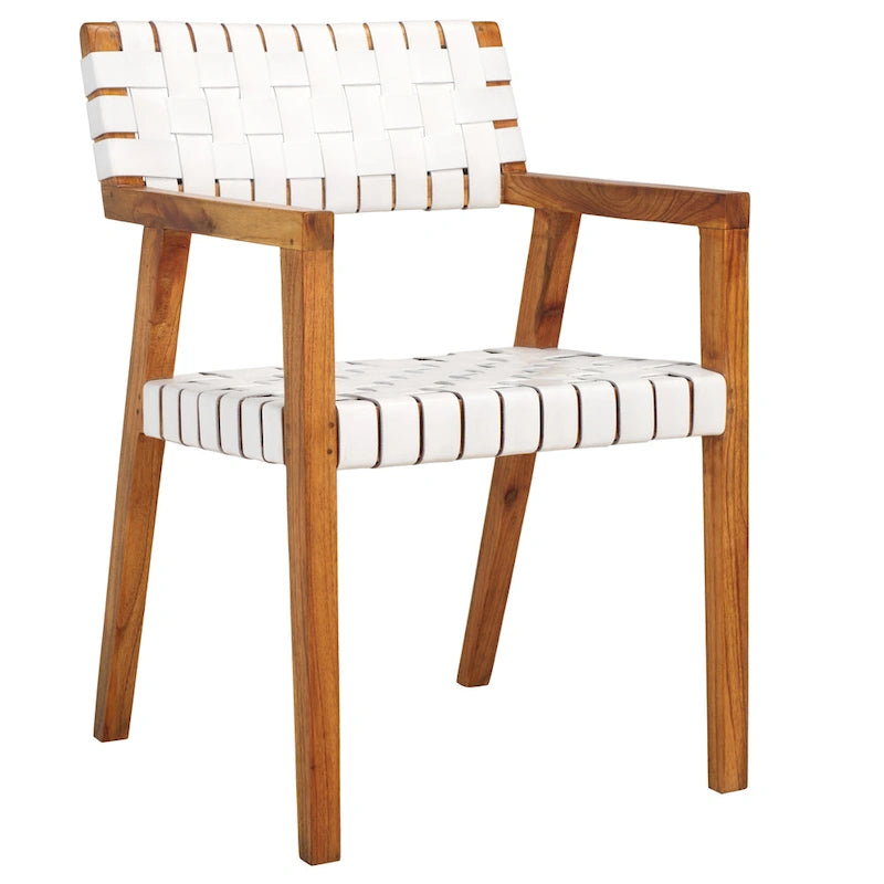 Woven Leather Dining Room Chair - 22.1 W x 20.9 L x 31.9 H