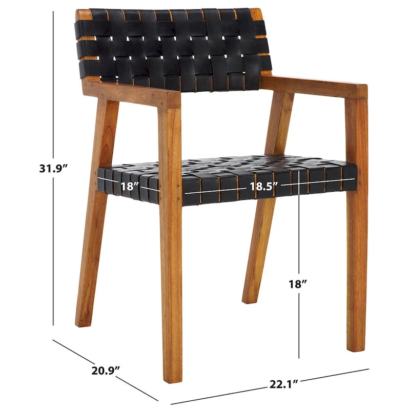 Woven Leather Dining Room Chair - 22.1 W x 20.9 L x 31.9 H