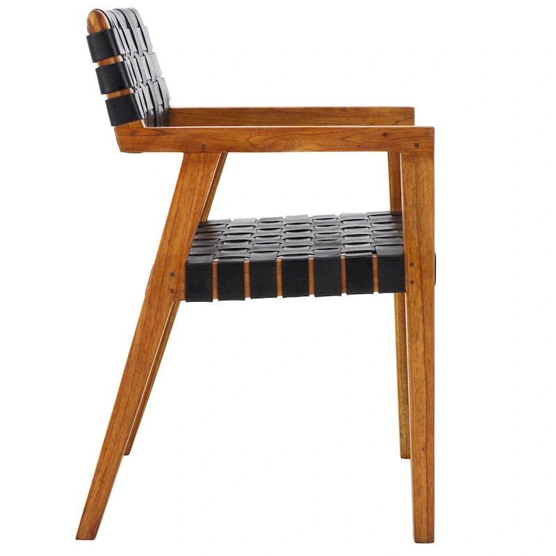 Woven Leather Dining Room Chair - 22.1 W x 20.9 L x 31.9 H