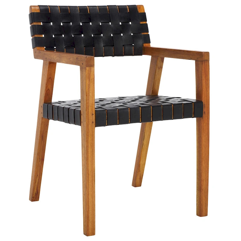 Woven Leather Dining Room Chair - 22.1 W x 20.9 L x 31.9 H