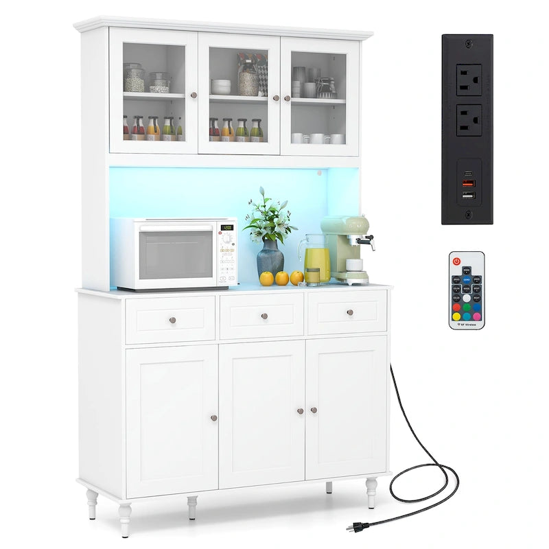 77 Tall Kitchen Pantry Storage Cabinet with LED Lights