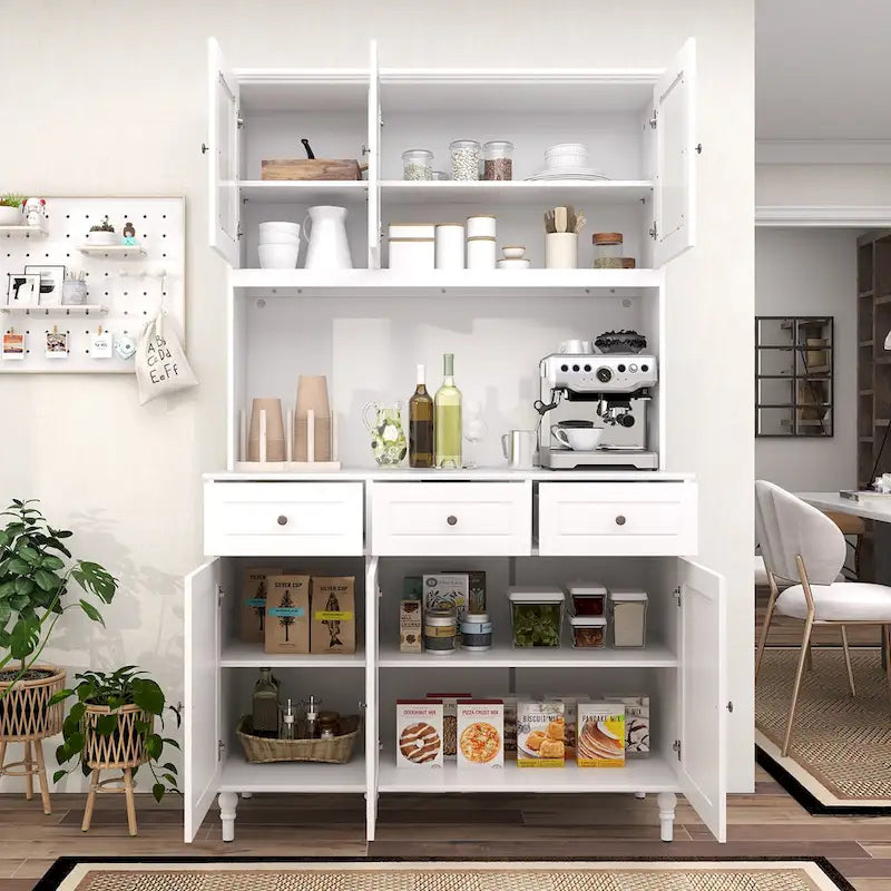 77 Tall Kitchen Pantry Storage Cabinet with LED Lights
