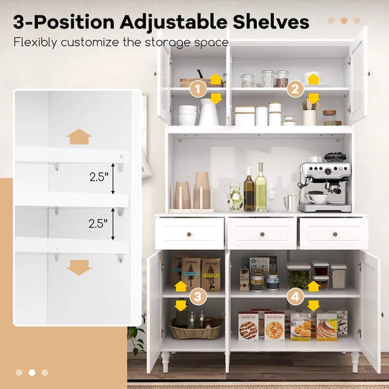 77 Tall Kitchen Pantry Storage Cabinet with LED Lights