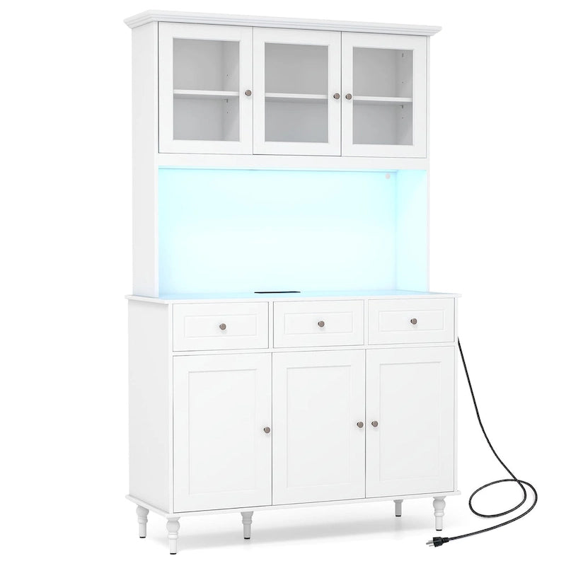 77 Tall Kitchen Pantry Storage Cabinet with LED Lights