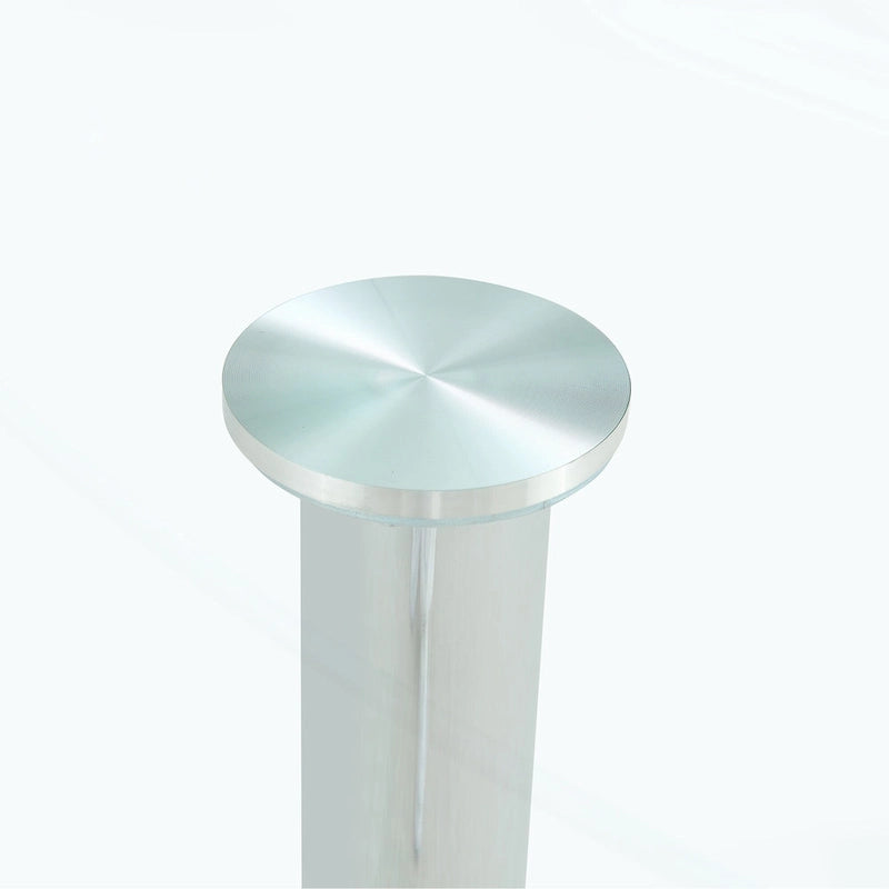 Modern Circular Dining Table with Stylish Glass Top and Sturdy Metal Legs for Various Spaces