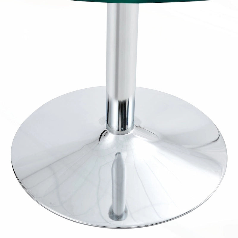 Modern Circular Dining Table with Stylish Glass Top and Sturdy Metal Legs for Various Spaces