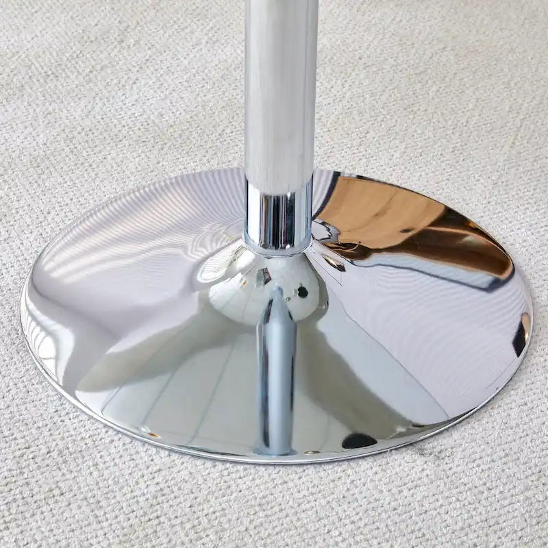 Modern Circular Dining Table with Stylish Glass Top and Sturdy Metal Legs for Various Spaces