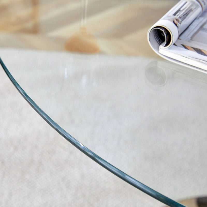 Modern Circular Dining Table with Stylish Glass Top and Sturdy Metal Legs for Various Spaces