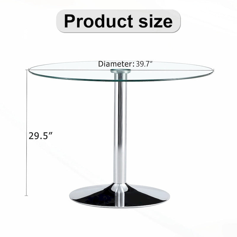 Modern Circular Dining Table with Stylish Glass Top and Sturdy Metal Legs for Various Spaces