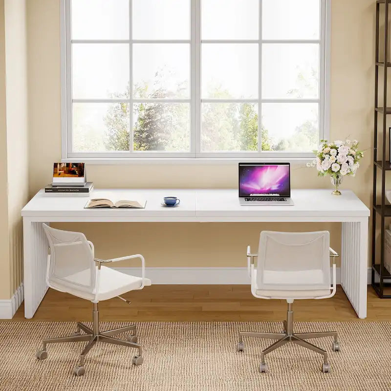 78.7-Inch 2 Person Computer Desk, Wood Writing Executive Desk for Home Office