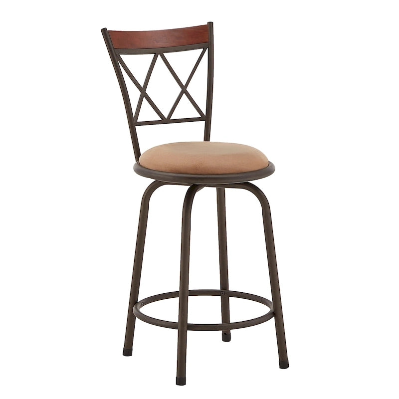 Adjustable Bronze Finish X-Back Metal and Wood Trim Pack Stools