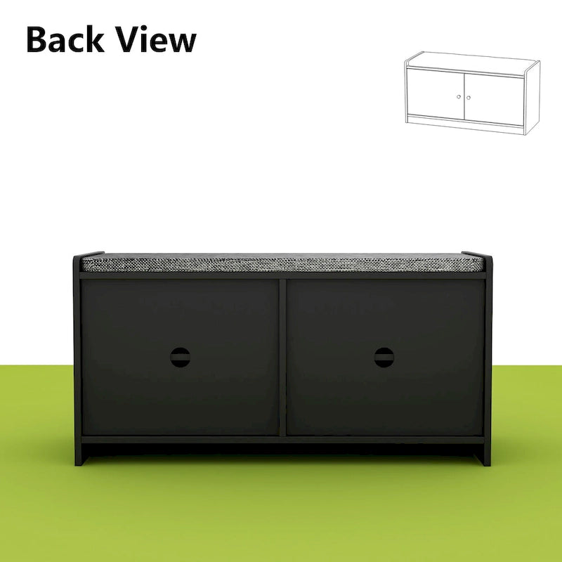 35.8W White Storage Bench with Drawers and Padded Seat Cushion