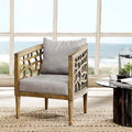 Mid-Century Modern Upholstered Accent Chair with Solid Wood Frame and Oak Finish