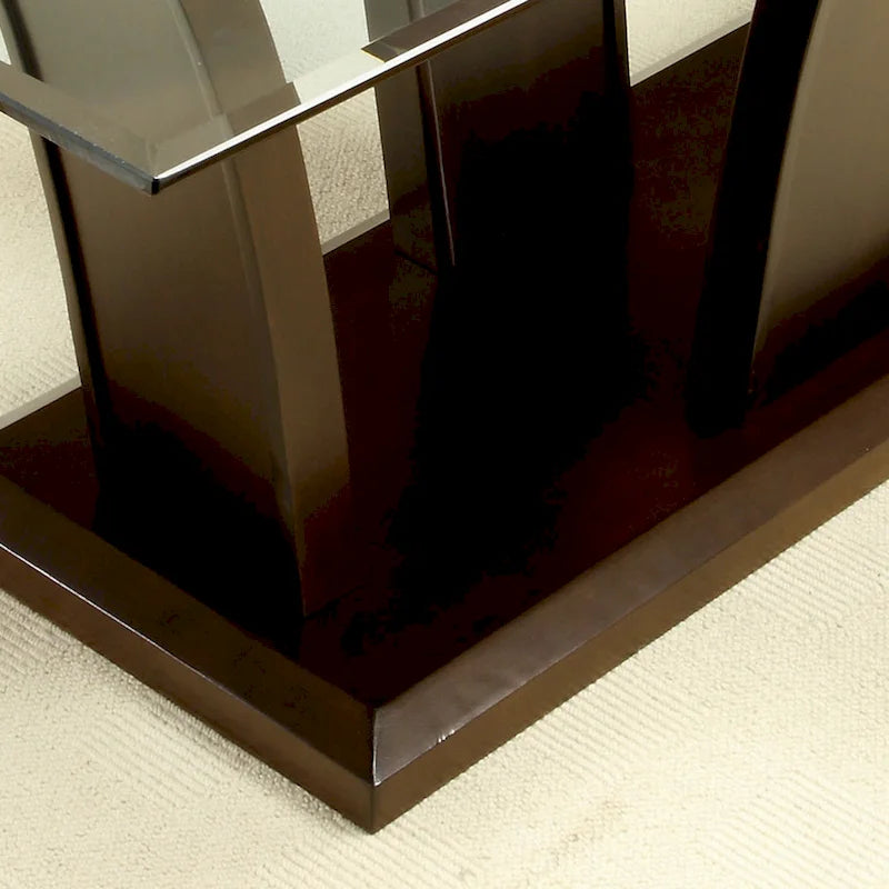 Contemporary Cherry 72-inch Glass Top Dining Table
