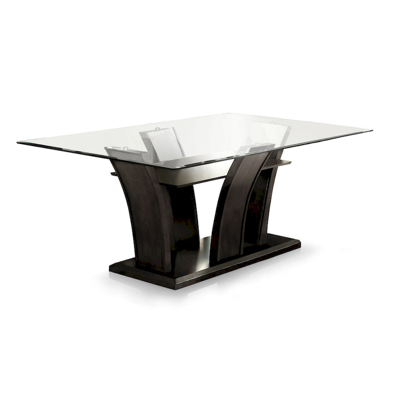 Contemporary Cherry 72-inch Glass Top Dining Table