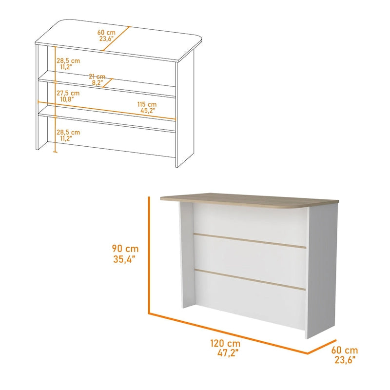 Kitchen Island, Kitchen Bar with 3-Tier Shelves