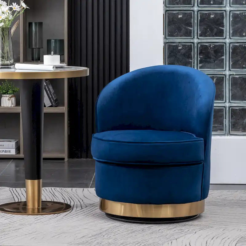 Contemporary Velvet Swivel Accent Chair, Blue