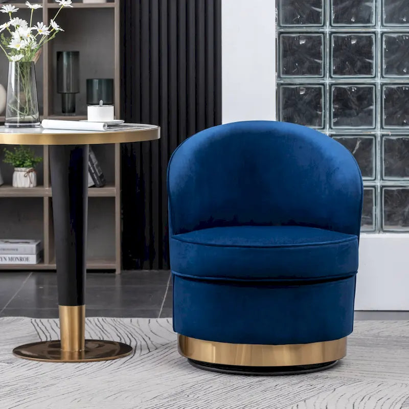 Contemporary Velvet Swivel Accent Chair, Blue