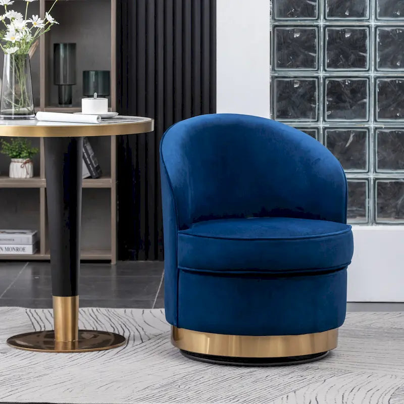 Contemporary Velvet Swivel Accent Chair, Blue
