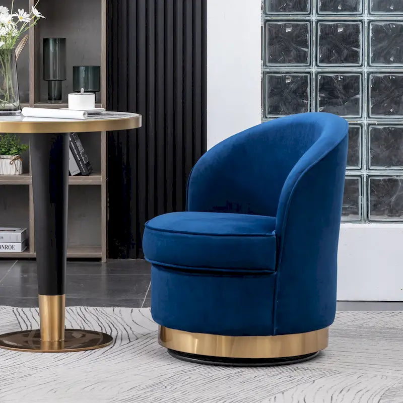 Contemporary Velvet Swivel Accent Chair, Blue