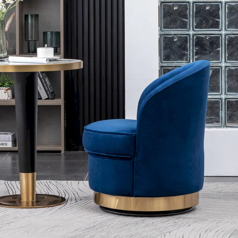 Contemporary Velvet Swivel Accent Chair, Blue