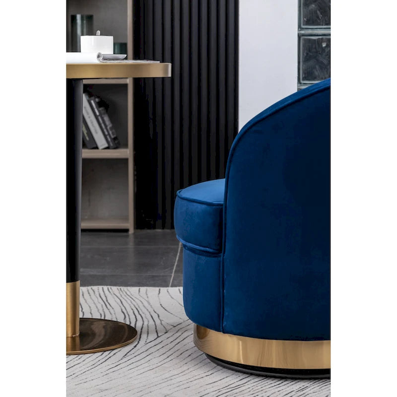 Contemporary Velvet Swivel Accent Chair, Blue