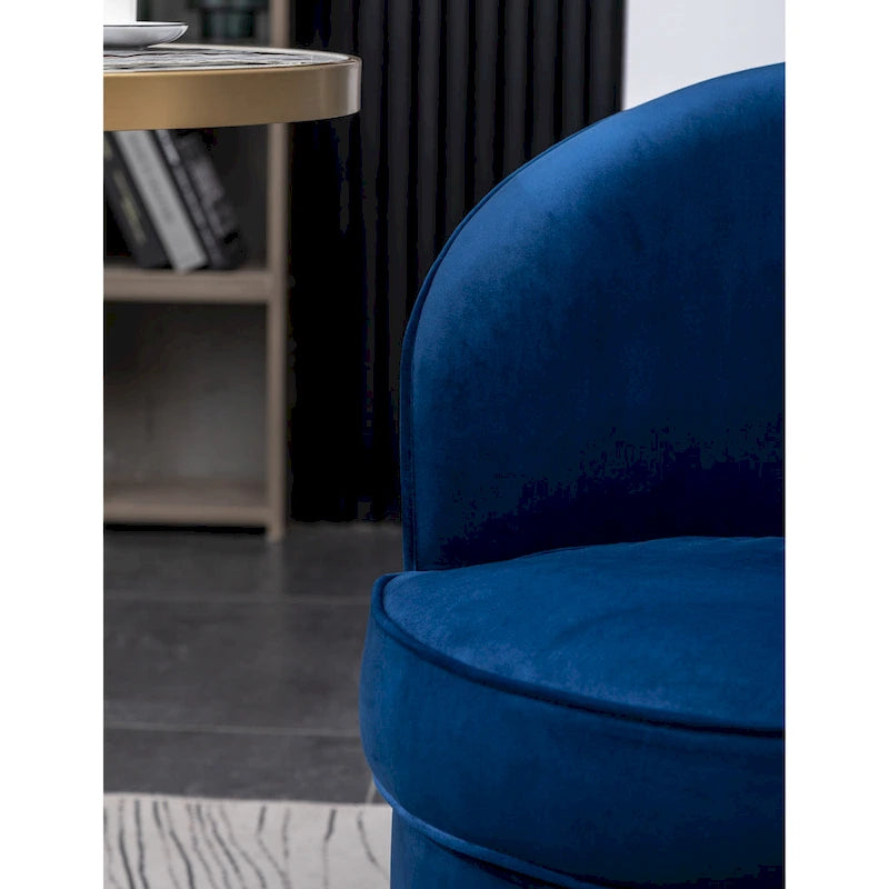 Contemporary Velvet Swivel Accent Chair, Blue
