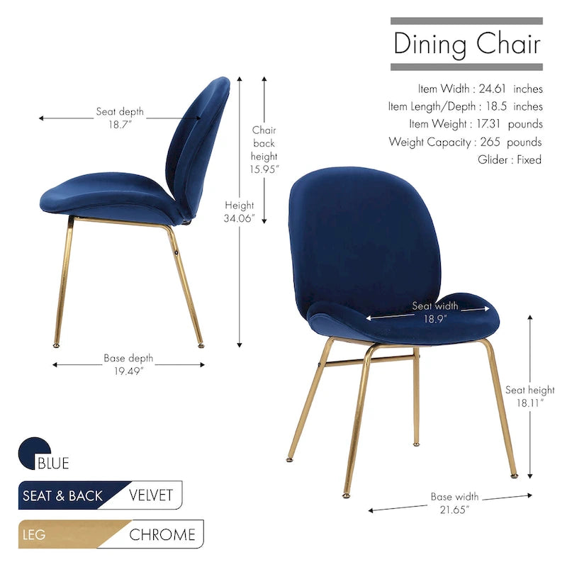 Velvet Gold Leg Dining Chair