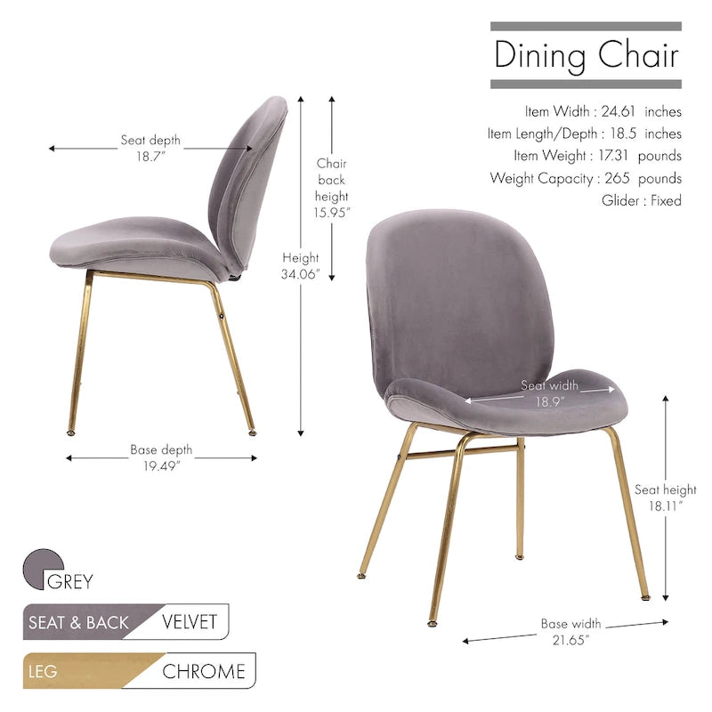 Velvet Gold Leg Dining Chair