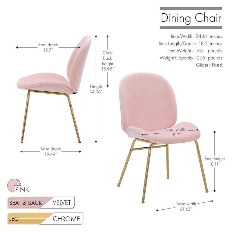 Velvet Gold Leg Dining Chair