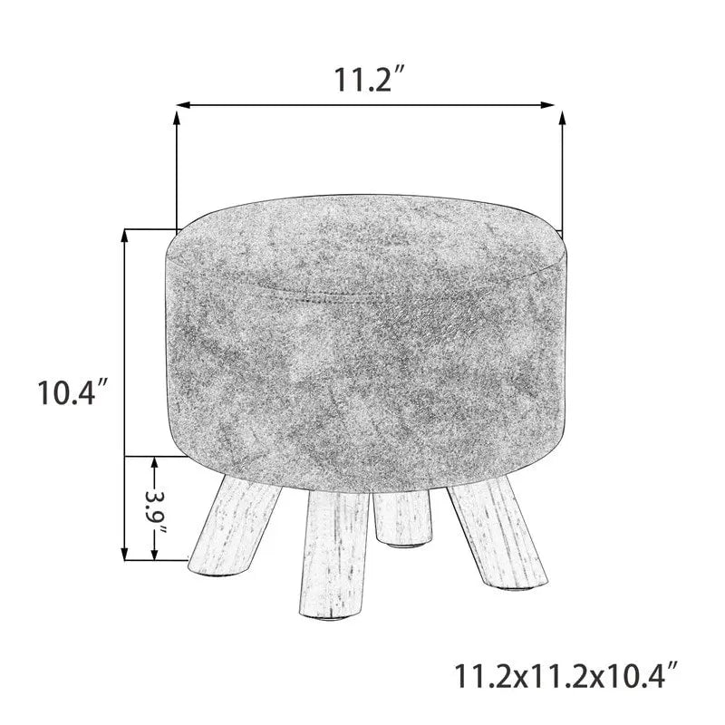 Round Ottoman Velvet Foot Rest Stool with Non-Skid Legs